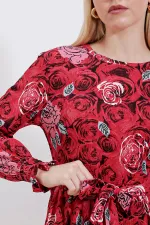 Robe hijab tricotée 1525 - Rouge foncé