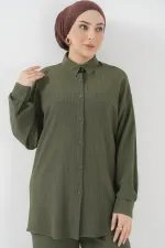 Ensemble hijab tricoté deux pièces T5858 - Kaki