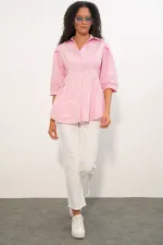 Women's Long Waist-Fitting Shirt 20383 - Pink Women's Long Waist-Fitting Shirt 20383 - Pink