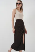 Jupe fendue Sandy 8033 - Marron