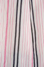 Kadın Çizgili Oversize Bluz 967 - Pembe