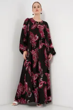 Kadın Balon Kol Uzun Tesettür Elbise 2464 - Y.Kırmızı