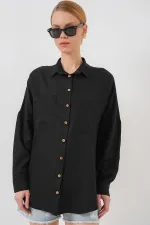 Chemise oversize en lin noir 20126