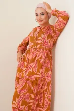 Robe hijab à motifs 2145 - Beige