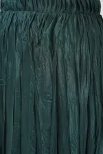 Jupe longue froissée brillante pour femme 8034 - Vert émeraude