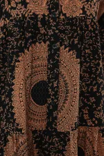 Robe hijab à motifs authentiques 2423 - Noir - Beige