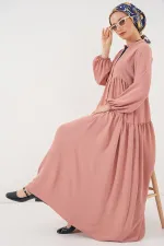 2527 Women's Long Hijab Dress - Salmon