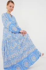 Robe hijab à motifs authentiques 2423 - Taille S, bleu