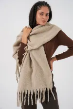 Écharpe châle épaisse et douce pour femme 15951 - Beige clair