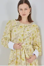 Robe longue ceinturée pour femme 2584 - Jaune