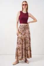 1898 Desenli Uzun Etek - Bej
