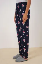 4323 Patterned Pajama Bottoms - L. Navy Blue