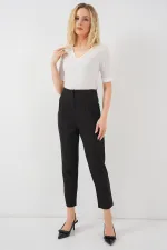 Women's Black High Waist Fabric Trousers 6650 Women's Black High Waist Fabric Trousers 6650