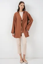 Kadın Salaş Bağcıklı Kimono 5981 - Taba