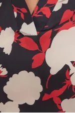 8018 Patterned Satin Two-Piece Suit - Beige