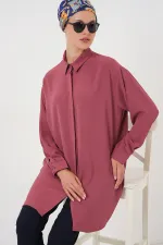 Kadın Uzun Gömlek Tunik 5945 - Gül Kurusu