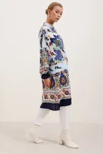 Robe en viscose à motifs 5903 - Bleu marine