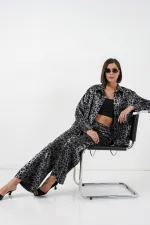 6699 Leopar Desenli Alt Üst Takım - Siyah