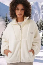 5194 Women's Plush Coat Jacket - Ecru