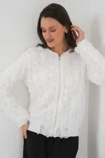 0719 Güllü Ceket - Beyaz