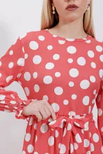 1525 Knitted Hijab Dress - Green Pink