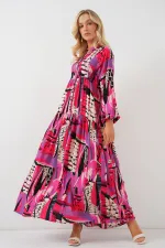 Robe hijab à motifs authentiques 2423 - Noir - Violet