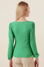 0442 Long Sleeve Blouse - Green