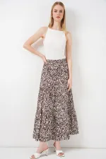 1898 Desenli Uzun Etek - Sütlü Kahve