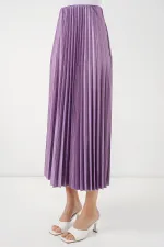 Jupe plissée aspect cuir 8009 - Lilas