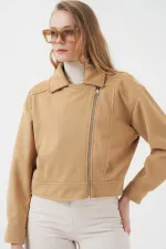 0717 Women's Short Cashmere Jacket - Biscuit