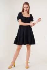 2351 Flared Poplin Dress - Black