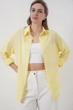Chemise oversize en viscose pour femme 3785 - Jaune