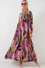 Robe hijab à motifs authentiques 2423 - H. Kaki
