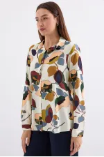 3721 Grafik Desenli Gömlek - K. Bej