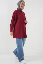 Kadın Uzun Gömlek Tunik 5945 - Bordo