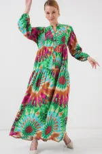 Robe hijab à motifs authentiques 2423 - Verte 9