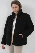 Manteau en peluche doublé 5178 - Noir