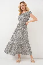 Robe femme à col froncé 2544 - Noire