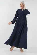 Robe longue hijab pour femme 2527 - Bleu marine