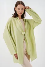 Kadın Salaş Bağcıklı Kimono 5981 - E.Yeşil