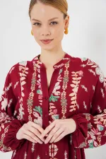 Robe hijab à motifs authentiques 2423 - H. Bordeaux