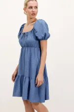 Robe évasée en popeline 2351 - C. Indigo