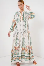 Robe hijab à motifs authentiques 2423 - Verte 10