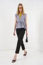 Women's Buttoned Sleeveless Blouse 994 - Grey