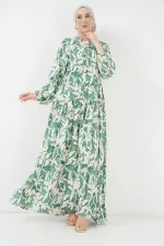 Robe hijab à motifs authentiques 2423 - Vert Z.