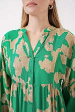 Robe hijab à motifs authentiques 2423 - Vert émeraude