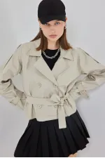 Trench-coat court ceinturé pour femme 5970 - Pierre