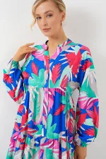 Robe hijab à motifs authentiques 2423 - Rose foncé