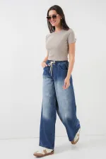 Women's Wide Leg Jeans 6705 - Navy Blue
