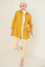 103901 Oversize Basic Hijab Shirt - Mustard 103901 Oversize Basic Hijab Shirt - Mustard